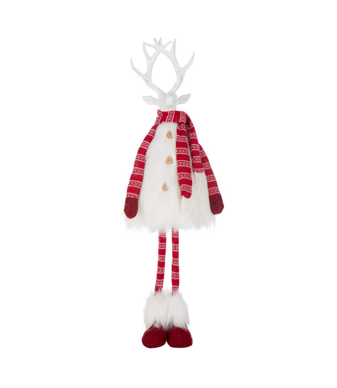 Cerf Imitation Fourrure Foulard 93cm Blanc & Rouge-1