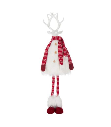 Cerf Imitation Fourrure Foulard 93cm Blanc & Rouge