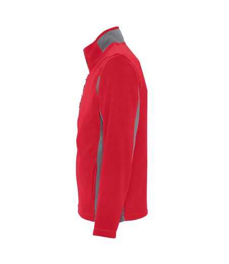 SOLS Mens Nordic Full Zip Contrast Fleece Jacket (Red/Medium Grey)