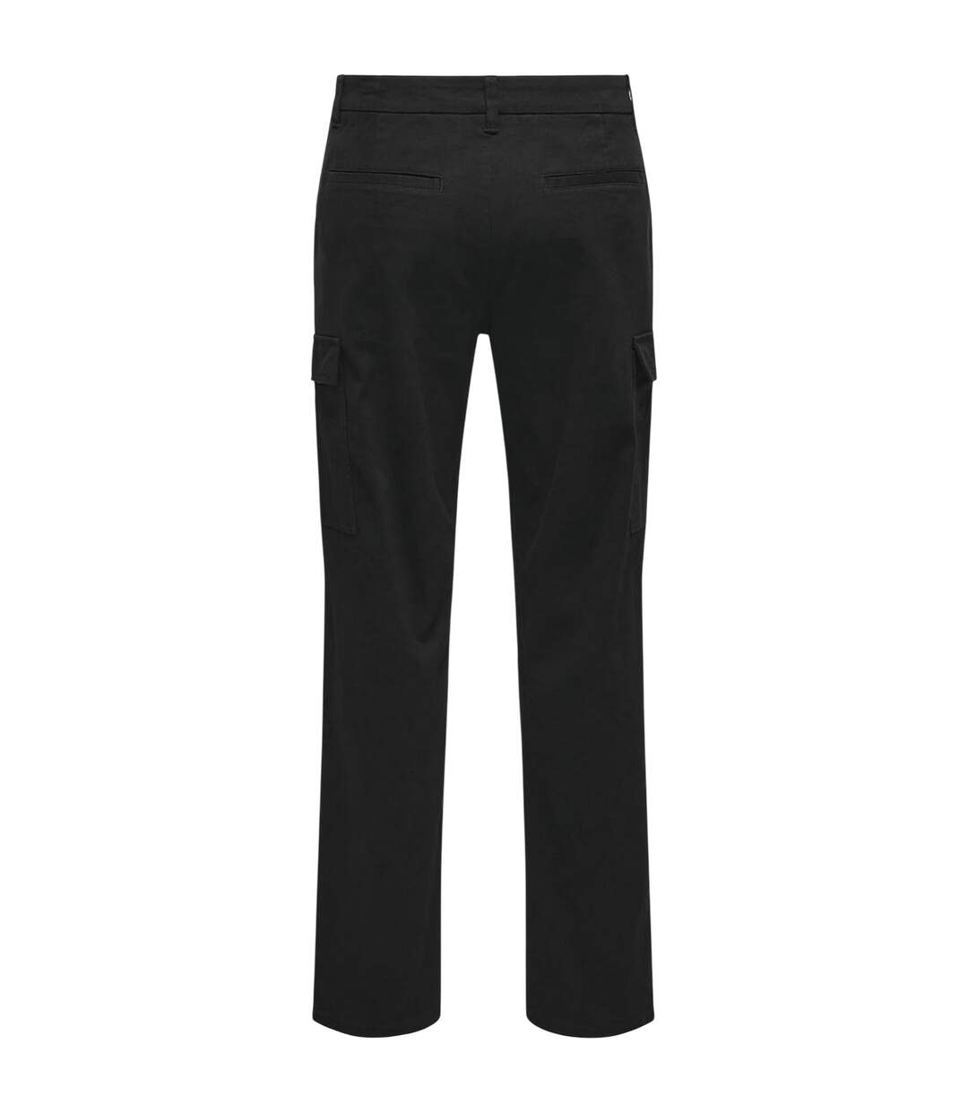 Mens Plain Straight Cargo Trousers Black Only-3