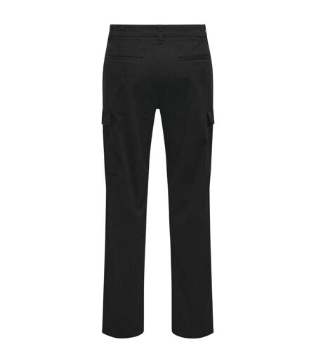 Mens Plain Straight Cargo Trousers Black Only