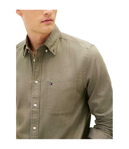 Mens Bedford Long-sleeved Button-down Shirt Olive Tommy Hilfiger