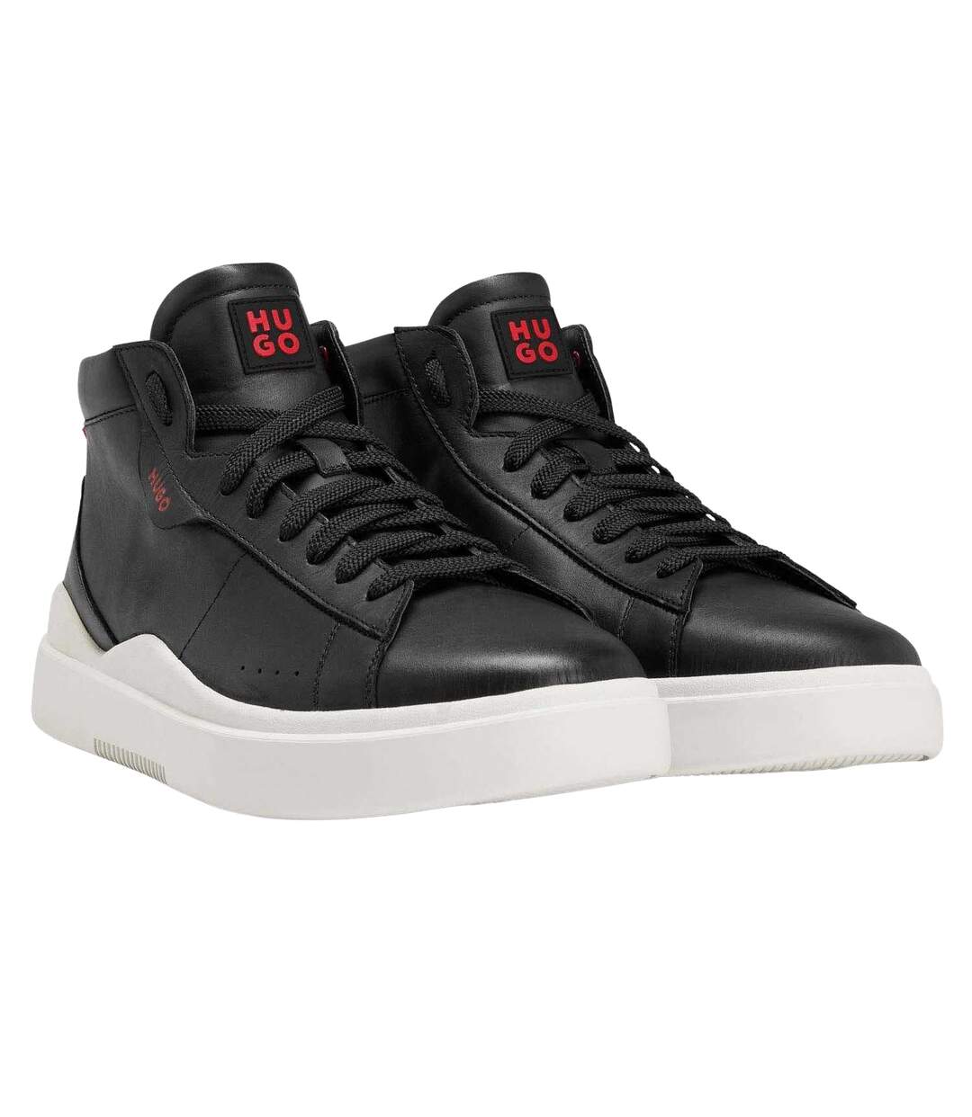 Womens/ladies Blake Hi Top Leather Trainers Black Hugo-1