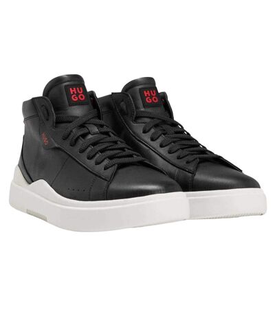 Womens/ladies Blake Hi Top Leather Trainers Black Hugo
