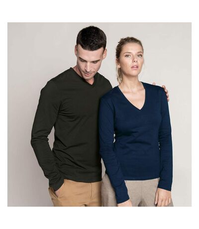 T-shirt À Manches Longues Et Col En V Coupe Cintrée  Pour Homme Noir Kariban