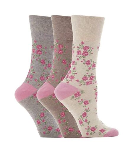 3 Pairs Ladies Cotton Rich Everyday Socks Gentle Grip Soft Top Comfort Socks