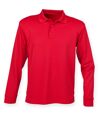 Henbury Mens Coolplus Moisture Wicking Long Sleeve Polo Shirt (Classic Red)
