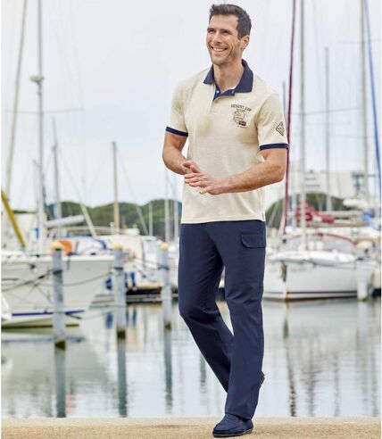 Pack of 2 Men's Casual Cargo Trousers - Navy Beige