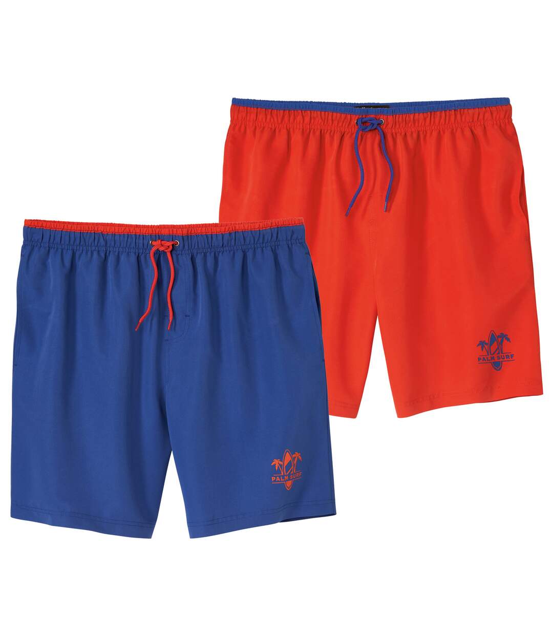 Pack of 2 Men's Surf Swim Trunks - Blue Red-1