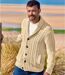 Gilet Tricot Torsadé Col Châle-1