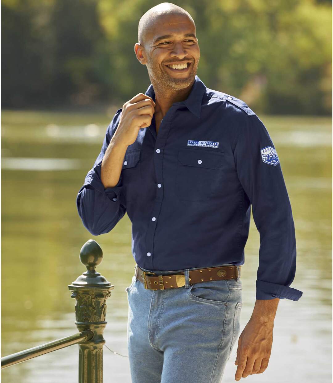 Men's Navy Aviator-Style Shirt-1