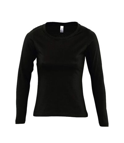 SOLS Womens/Ladies Majestic Long Sleeve T-Shirt (Deep Black) - UTPC314
