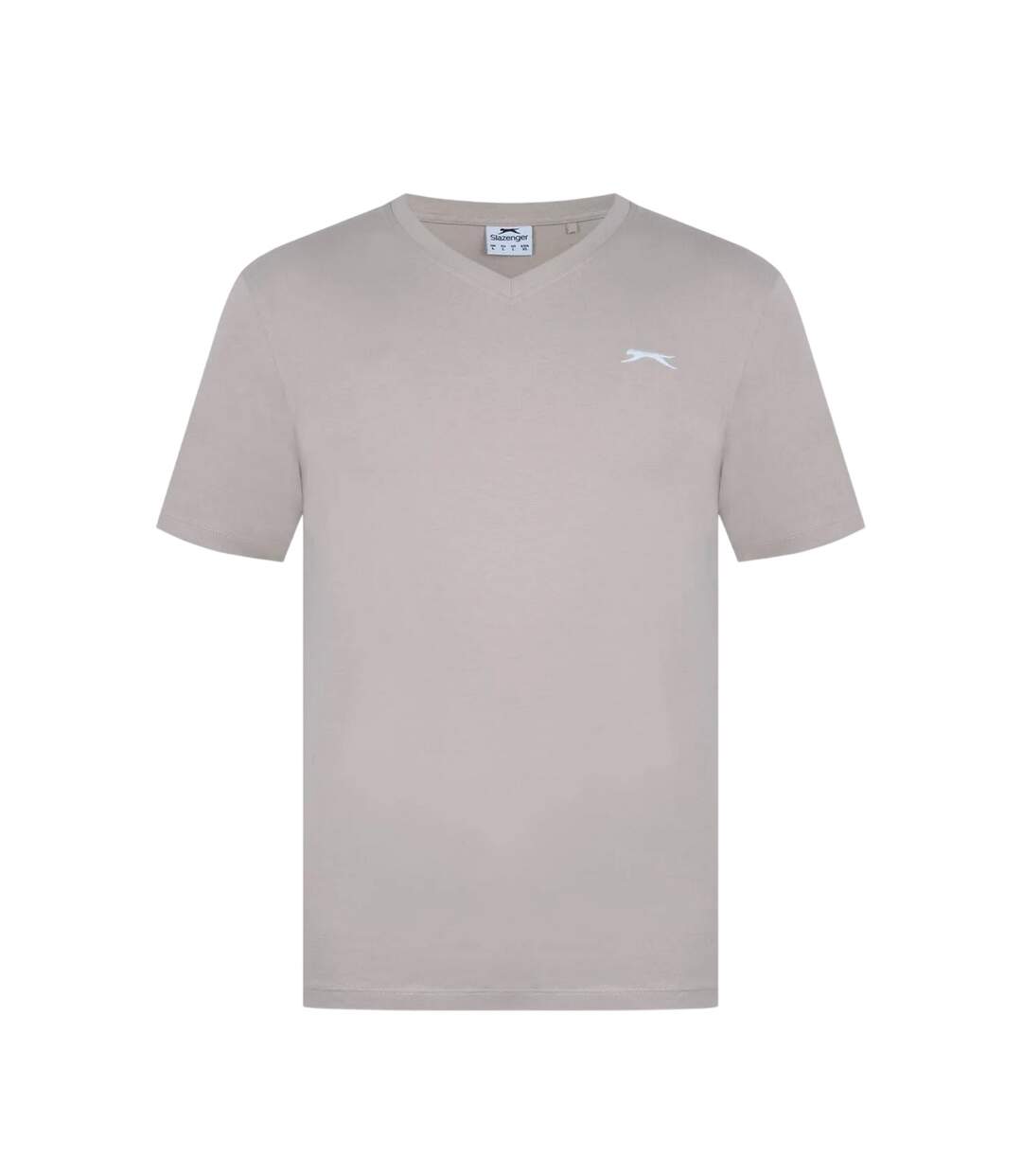 Mens Embroidered Logo Cotton T-shirt Oat Slazenger-1