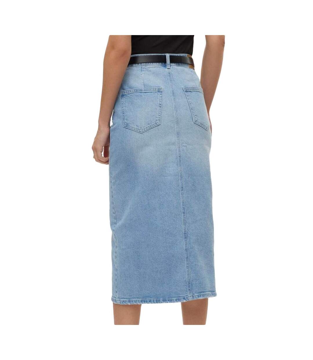 Jupe en jean longue bleu femme vero moda calf denim skirt - l-2