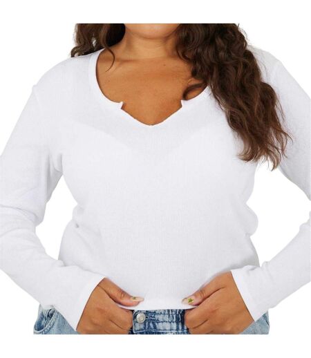 T-shirt Manches Longues Femme Blanc Brave Soul