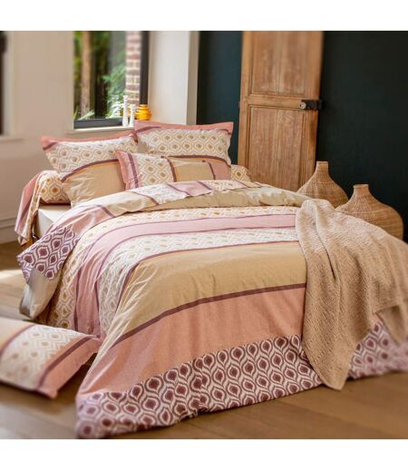 Housse de couette 100% coton INOUK rose/beige