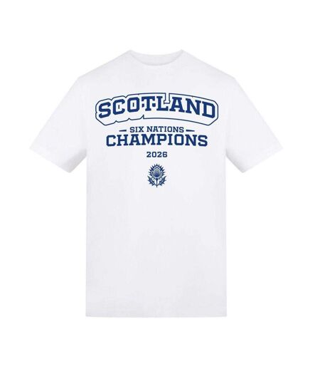 T-shirt Rugby Motif/style Chardon Scotland Adulte Blanc Six Nations