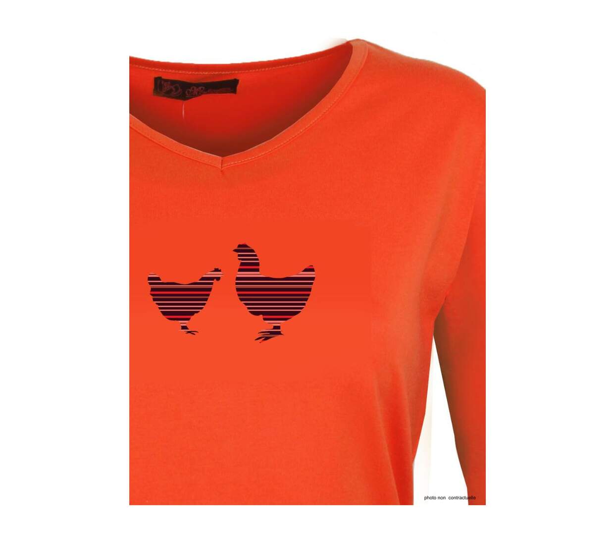 Tee-shirt MAYFLOWER NAPOLI1 orange à sérigraphie poule : confort et peps animalier-4