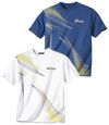 Pack of 2 Men's Graphic Print Sports T-Shirts - Blue White Atlas For Men