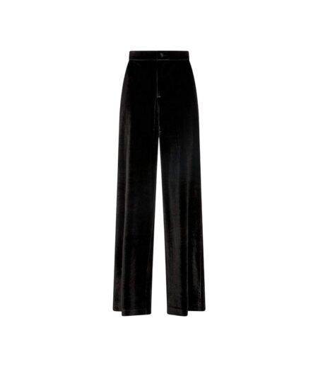 Womens/ladies Valerie Velvet Wide Leg Trousers Black Lily And Lionel