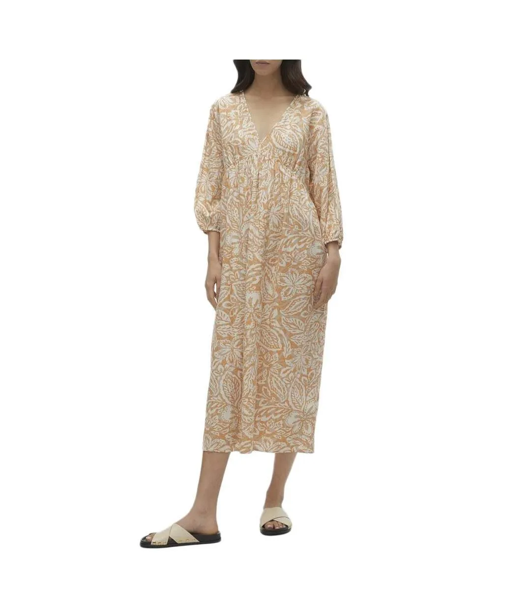 Robe orange/ecru femme vero moda nethe-1