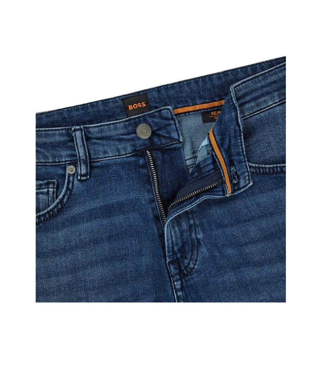 Mens Denim Straight Leg Jeans Medium Blue Boss-3
