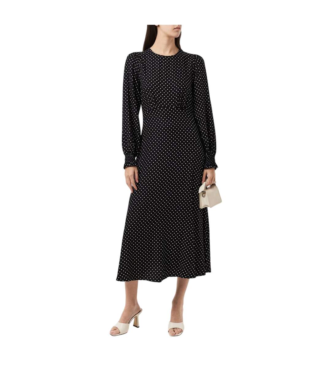 Robe Mi-longue Manches Longues Motif/style À Pois Kimmy Femme Noir Finery-2