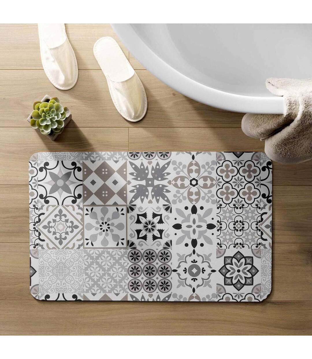 Tapis de Bain Imprimé Salou 50x80cm Gris-5