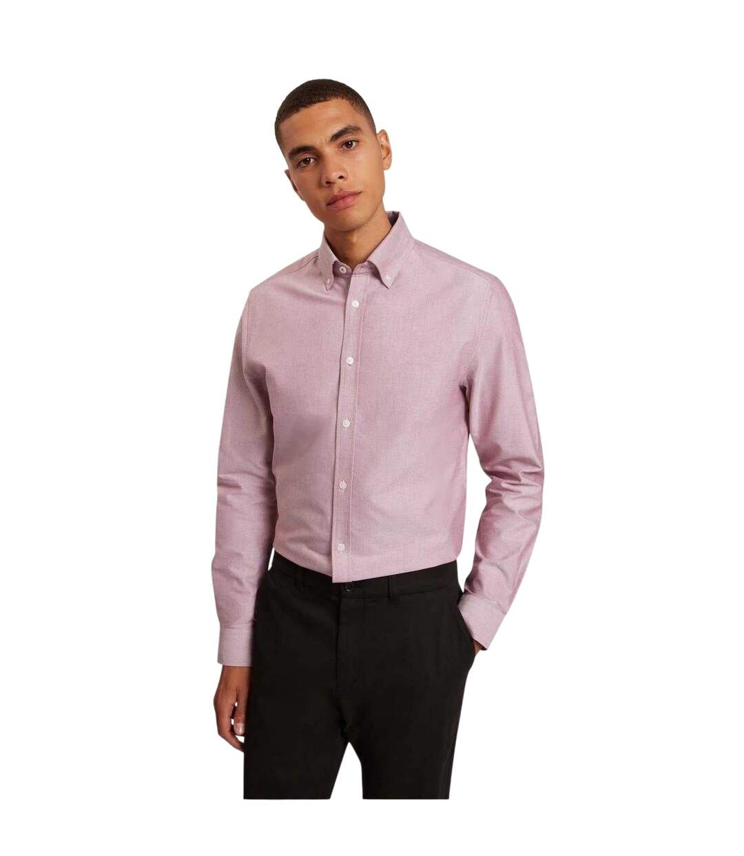 Mens Oxford Regular Long-sleeved Button-down Shirt Oxblood Ted Baker-4