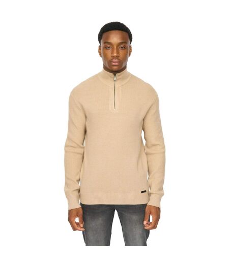 Mens Potenza Knitted Quarter Zip Jumper Stone Duck And Cover