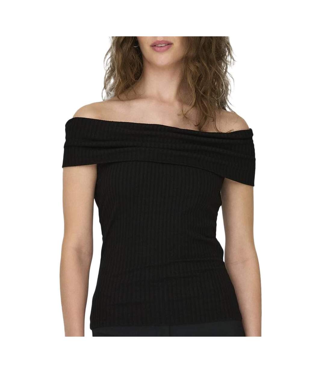 T-Shirt noir femme jdy fransiska 15344028 - l-1