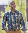 Men's Navy Blue Checked Shirt Atlas For Men