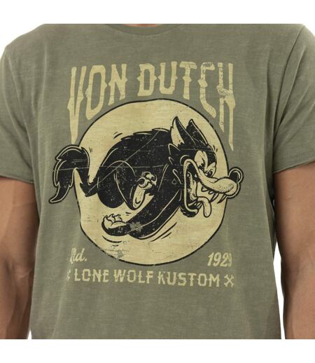 T-shirt homme col rond regular en coton effet usé print devant Lone Vondutch