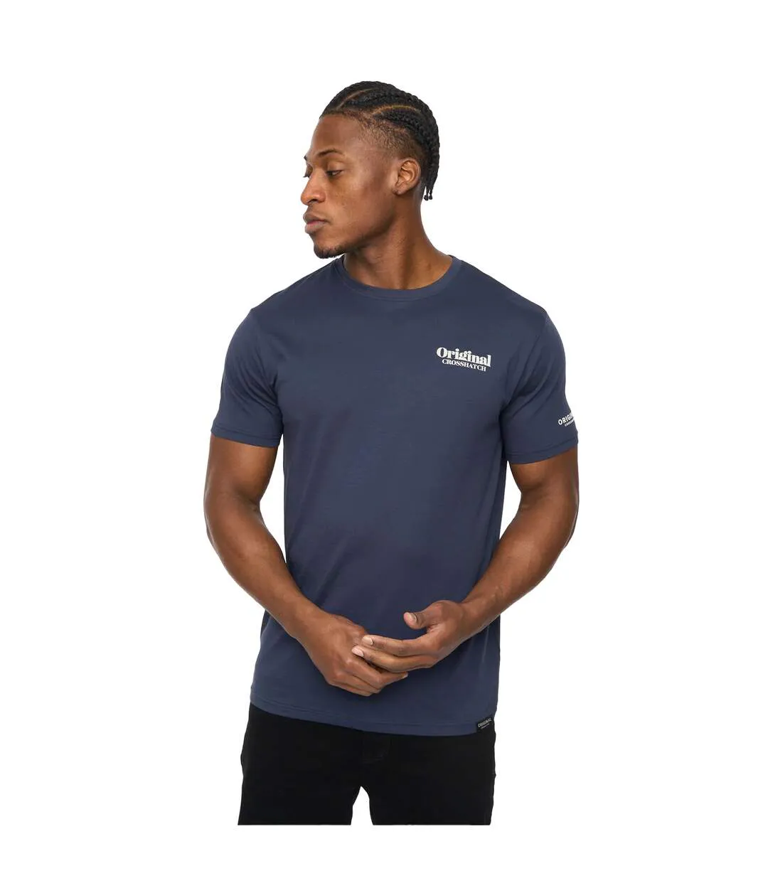 Mens Simtanks T-shirt Navy Crosshatch-4