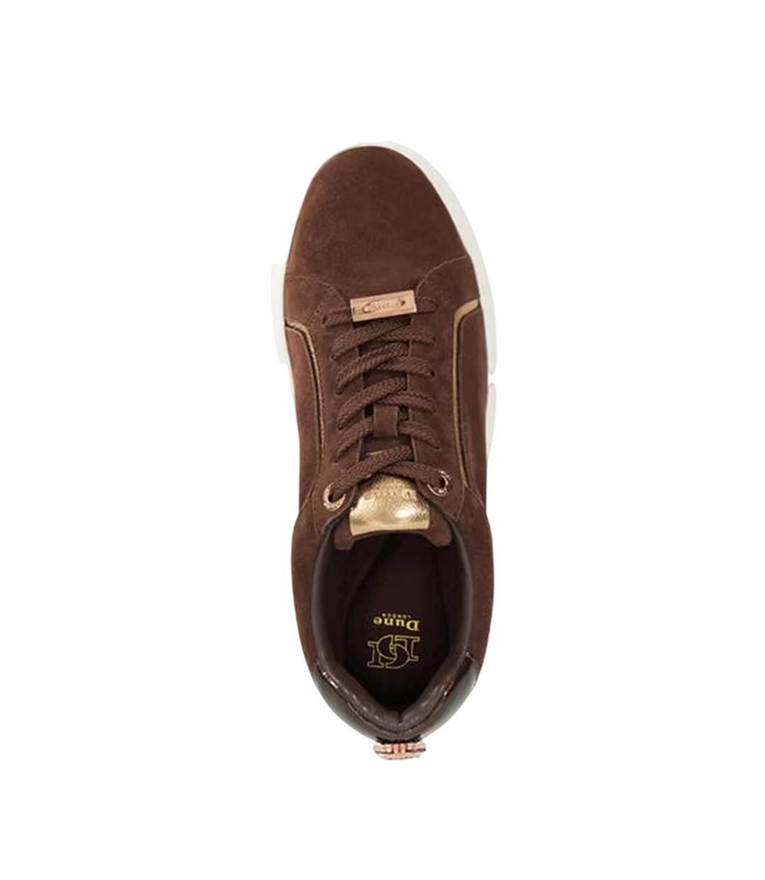 Womens/ladies Emmelino Suede Trainers Brown Dune London-4