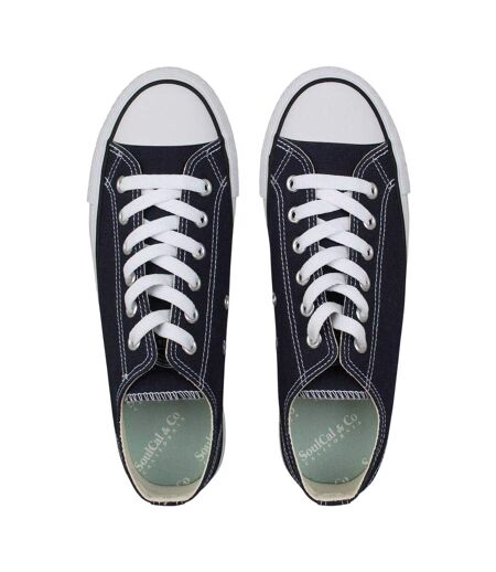 Womens/ladies Canvas Flat Trainers Navy SoulCal