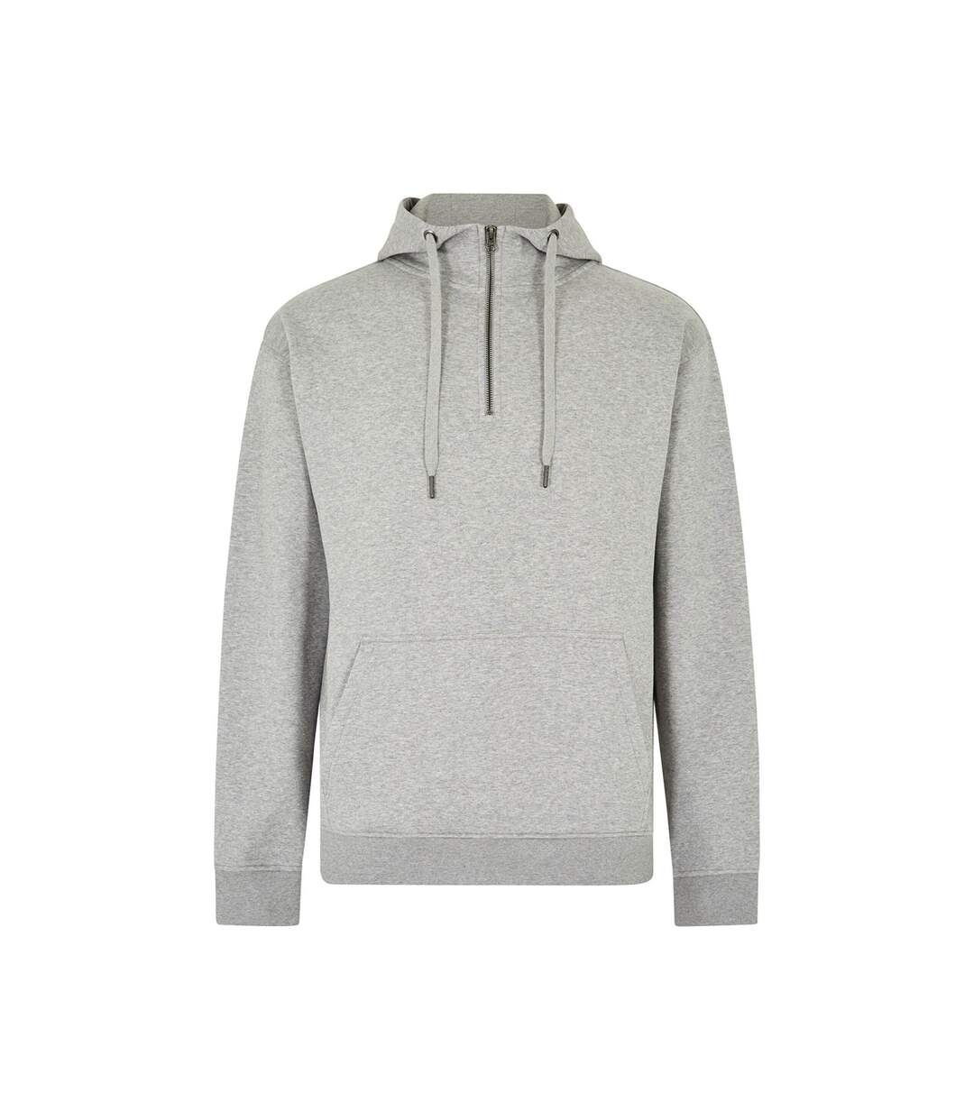Mens Quarter Zip Regular Hoodie Heather Grey Kustom Kit-1