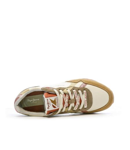 Baskets écru/camel femme pepe jeans brit print