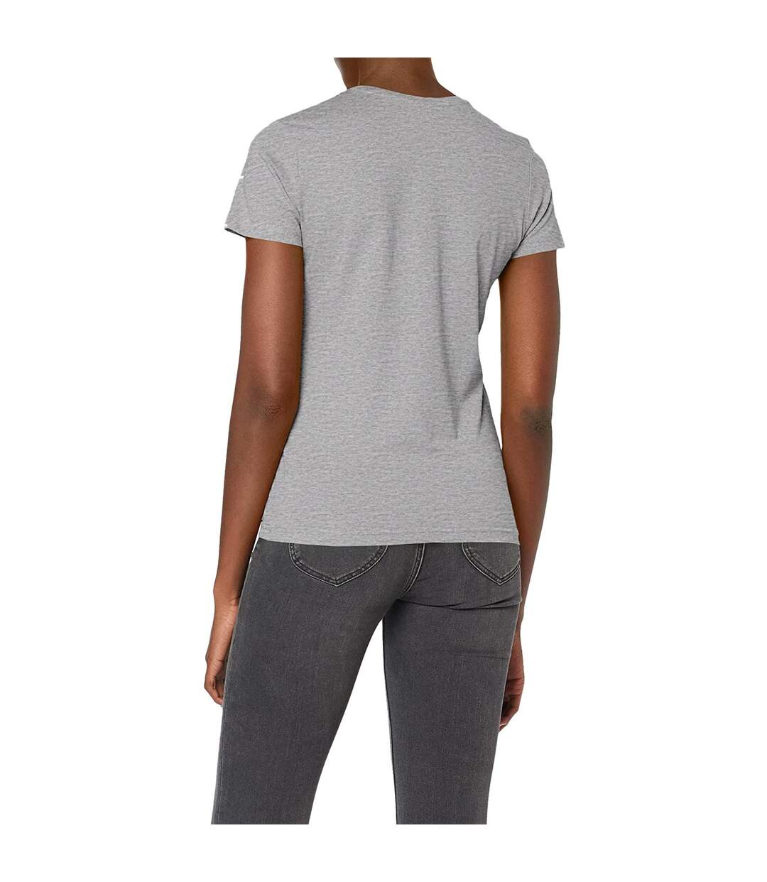 T-shirt Col V Femme Gris Chiné Stedman-3
