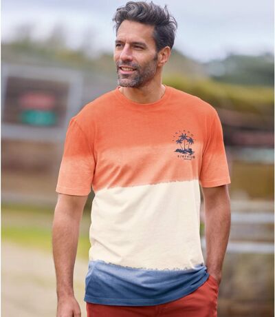 Men's Orange Gradient Print T-Shirt