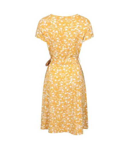 Womens/ladies Santorini Uv Jersey Wrap Dress Yellow Mountain Warehouse