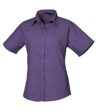 Premier Short Sleeve Poplin Blouse/Plain Work Shirt (Purple) - UTRW1092