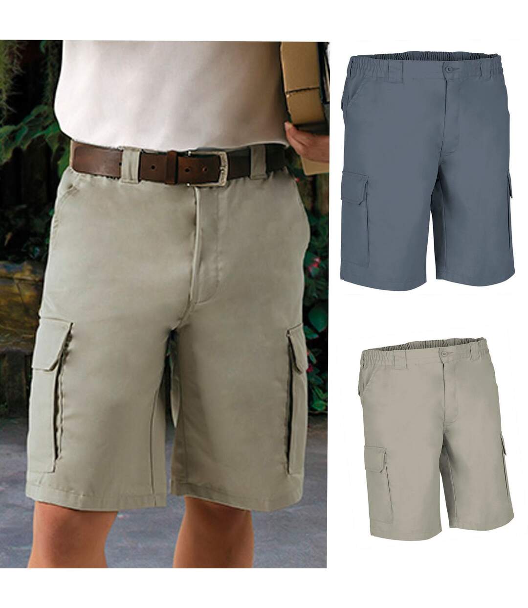 Lot 2 Bermudas pour homme - LAKE - gris et beige