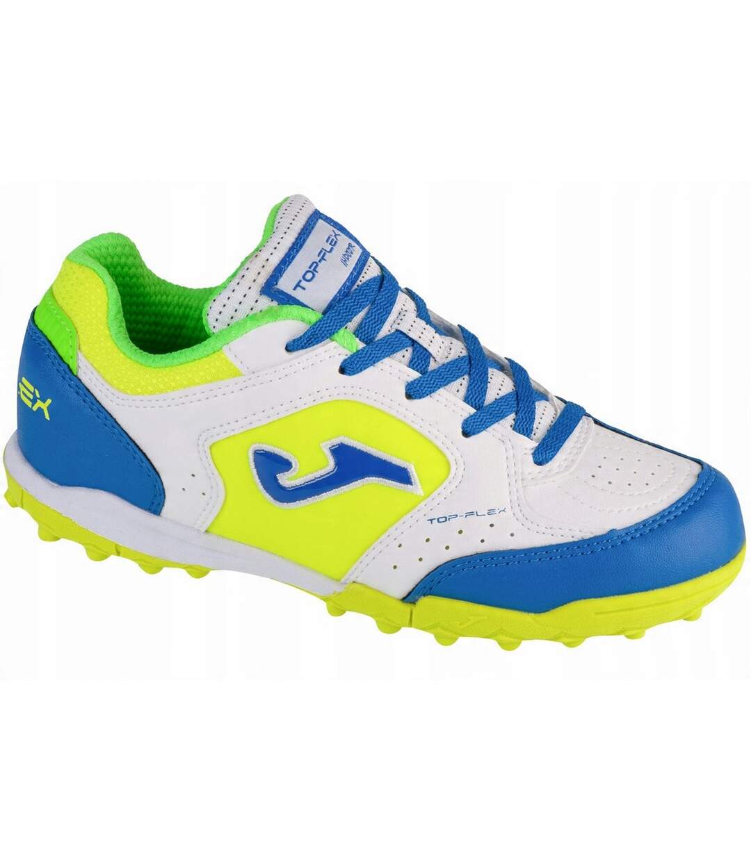 Childrens/kids Top Flex Football Boots White Green Blue Joma-1