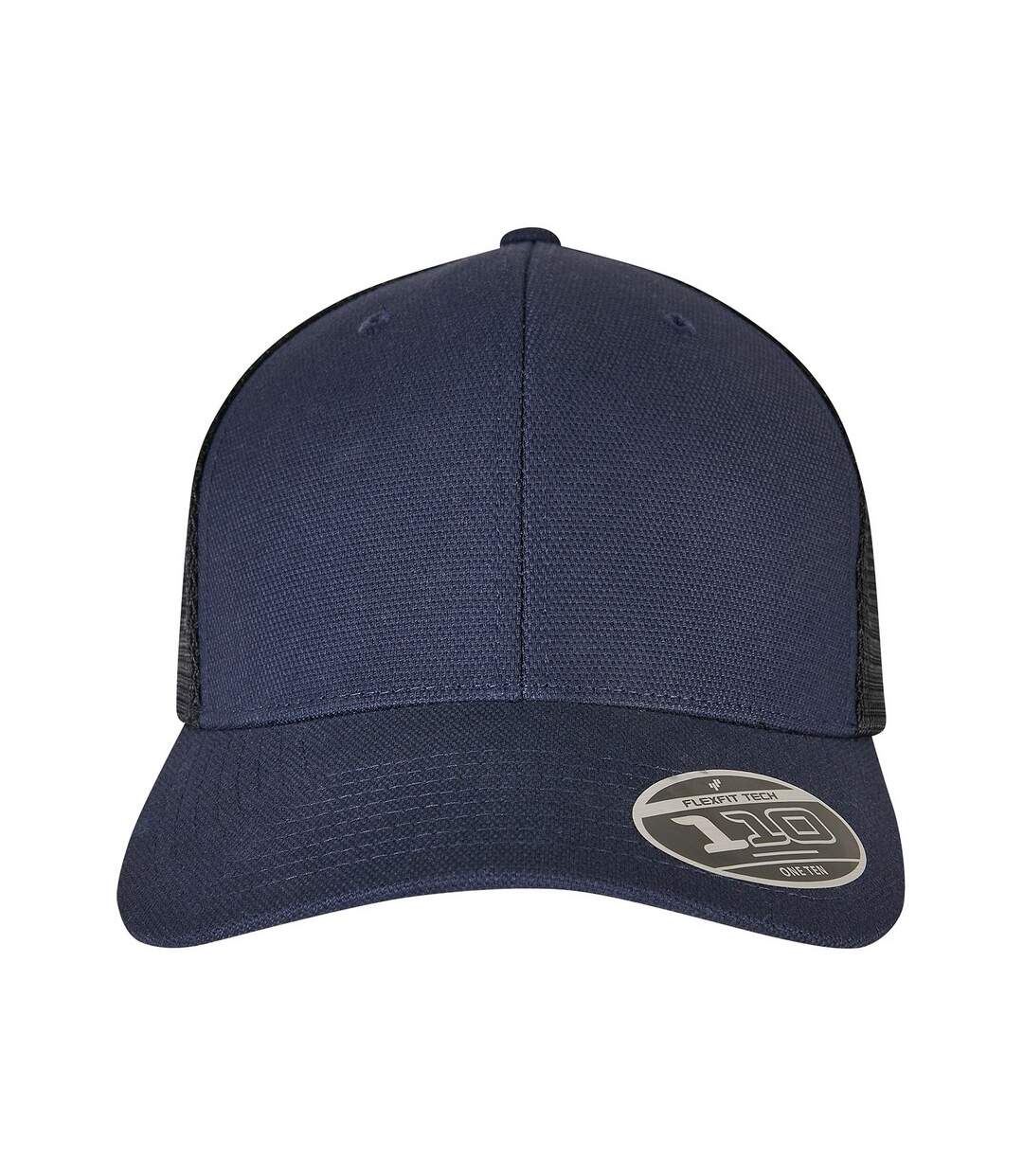 Unisex adult 110 canvas structured trucker cap navy/black Flexfit-4