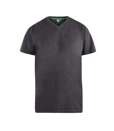 Duke Mens Signature 2 King Size Cotton V Neck T-Shirt (Charcoal Melange) - UTDC184