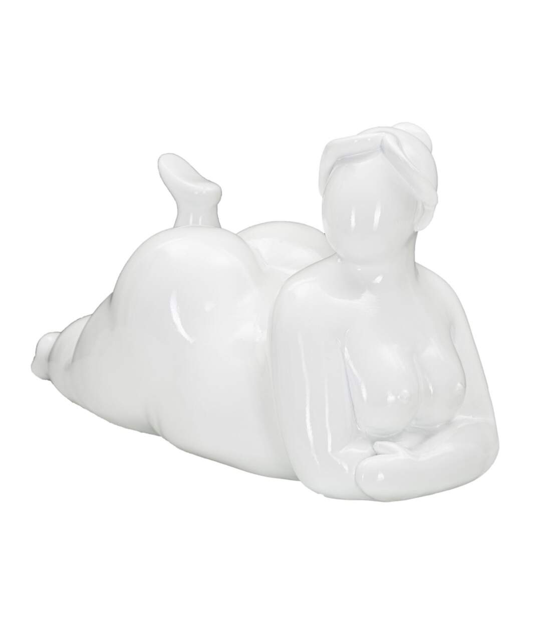 Statuette Femme Couchée en Résine Yoga 32cm Blanc-1