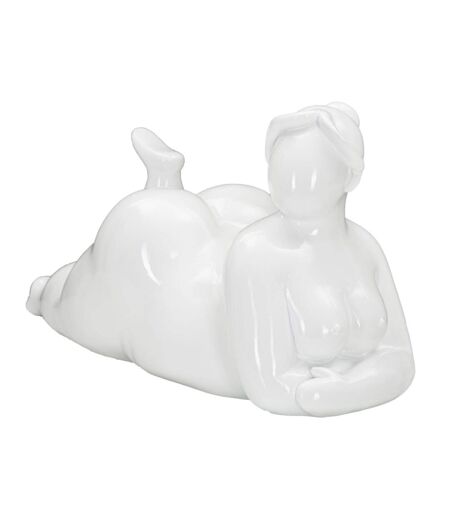 Statuette Femme Couchée en Résine Yoga 32cm Blanc