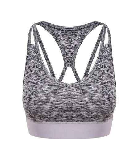 Just cool womens/ladies girlie cross back crop top gray melange AWDis