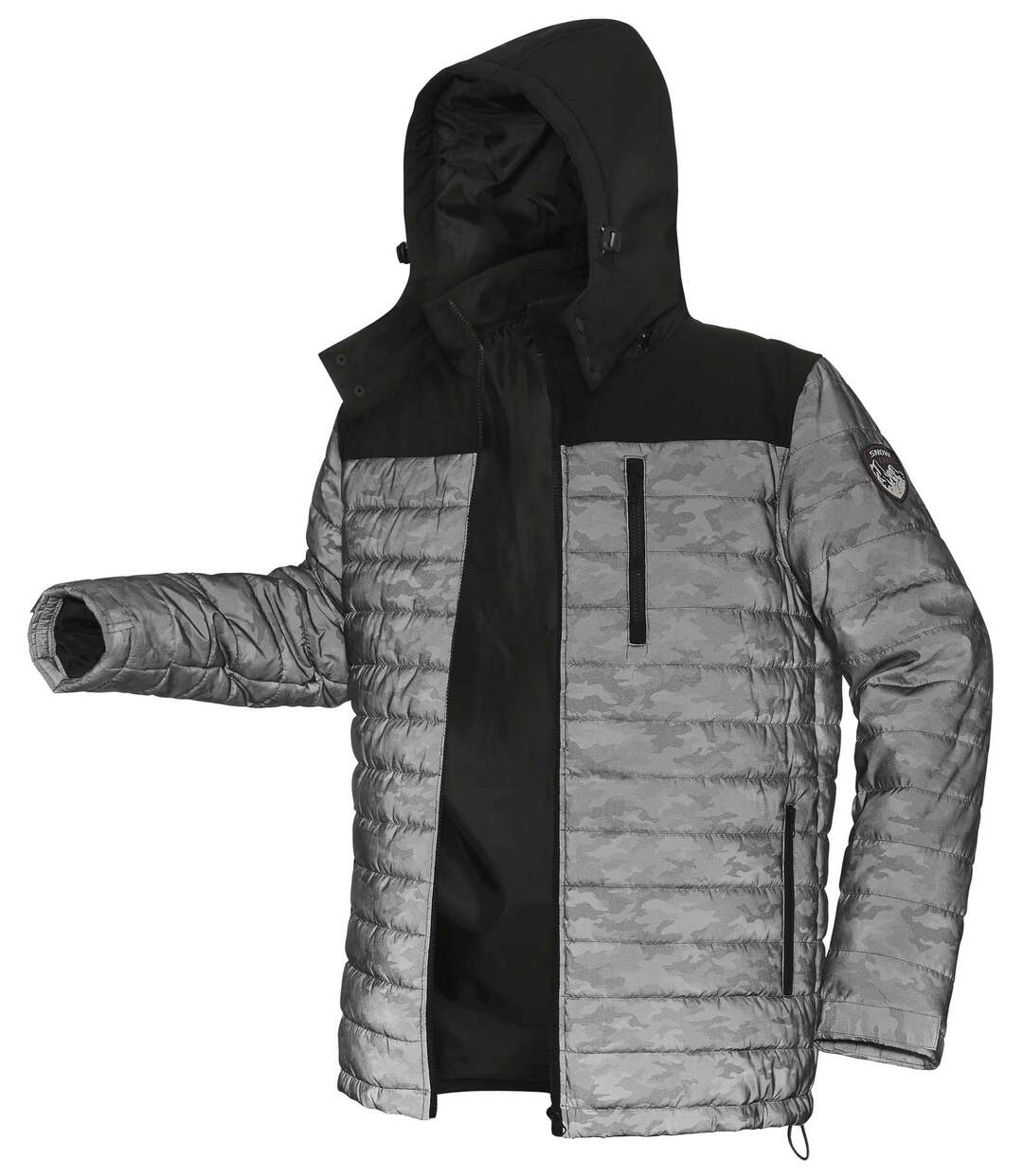 Reflective puffer store jacket mens